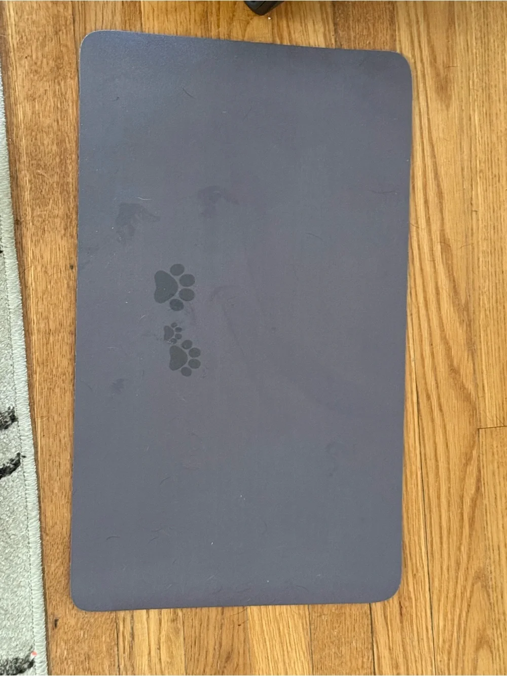 Pet Feeding Mat with Paw Print - Gray